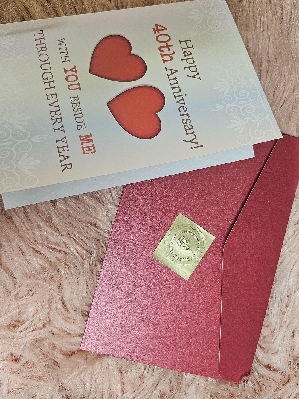 Happy 40th Anniversary Greeting Card with Envelope & Seal - Brand New